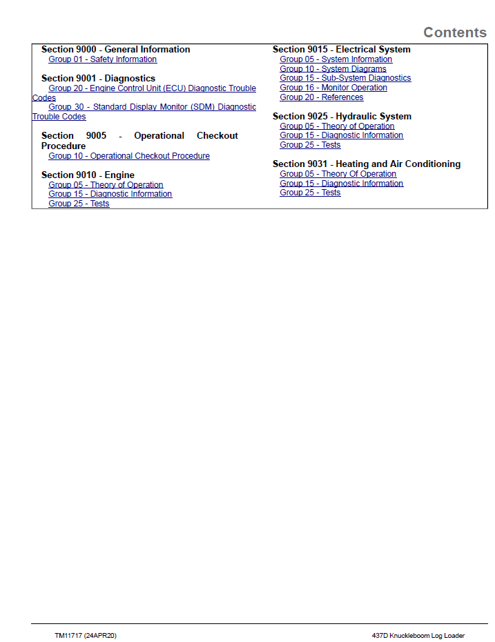 Download John Deere TM11717 437D Knuckleboom Loader Service & Repair Guide