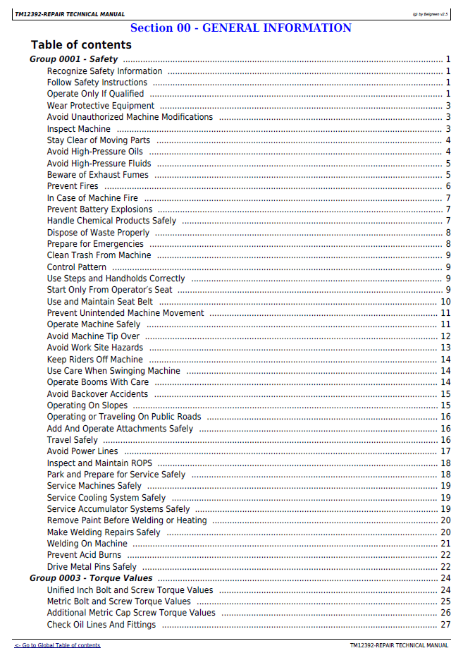 Download John Deere TM12392 Harvester Workshop Repair Manual