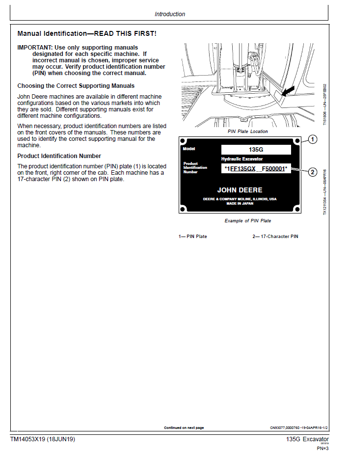 Download John Deere TM14053X19 135G Excavator Service Test Guide