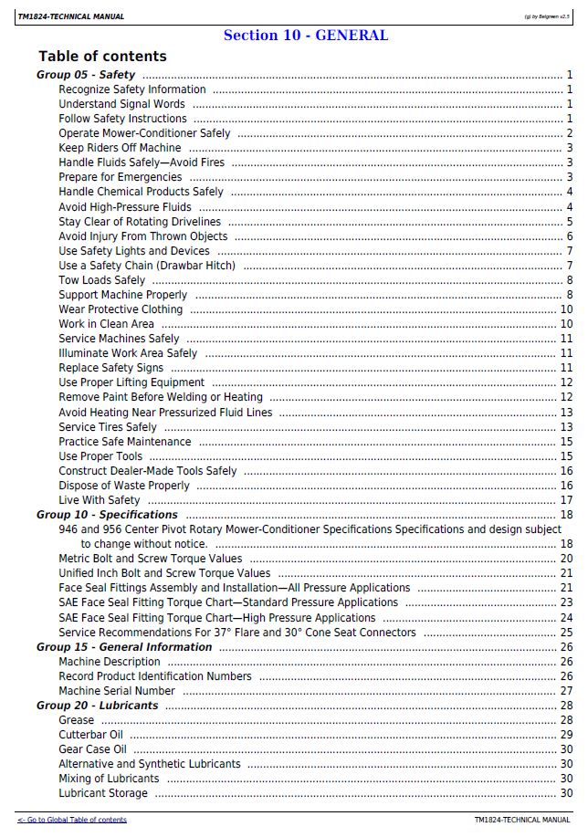 Download John Deere TM1824 946 956 Hay Equipment Service Manual PDF