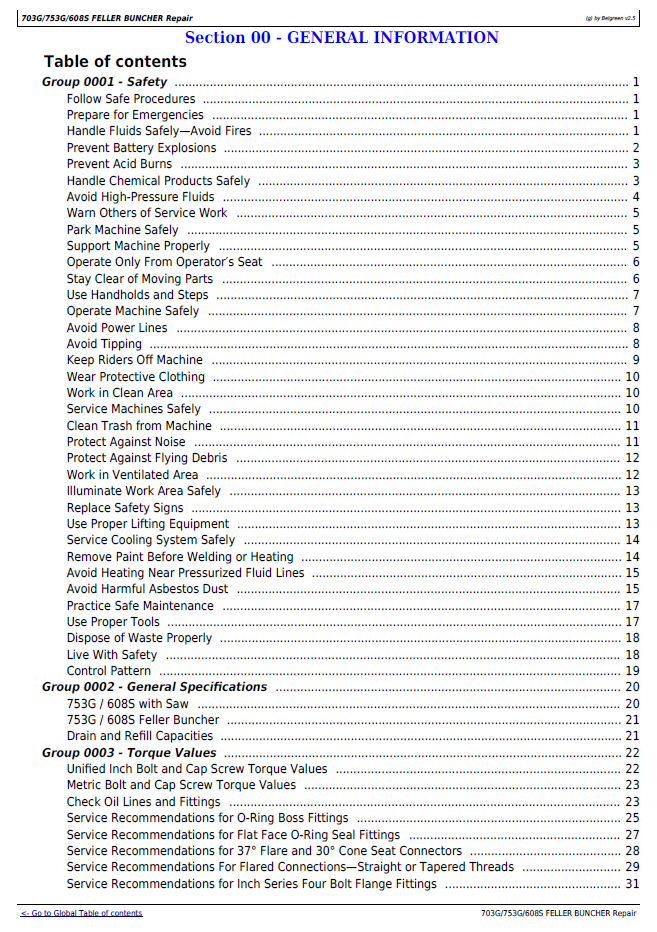 Download John Deere TMF387449 Feller Buncher Workshop Manual