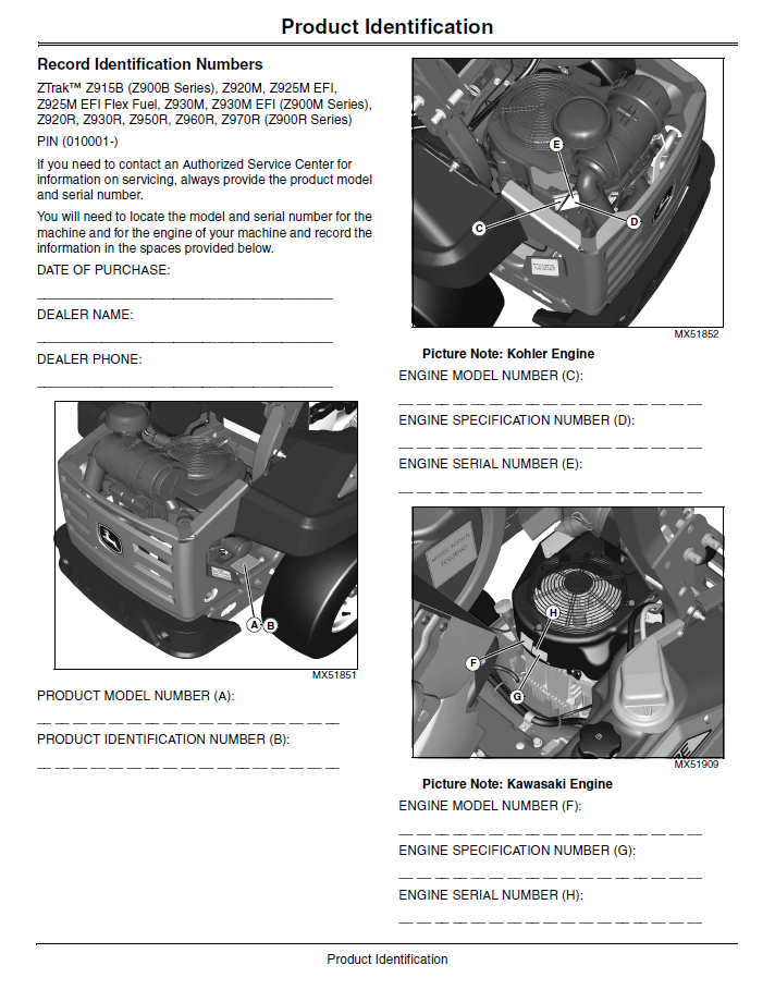 Download John Deere ZTrak Pro Series Z900 Gas Manual OMTCU35848