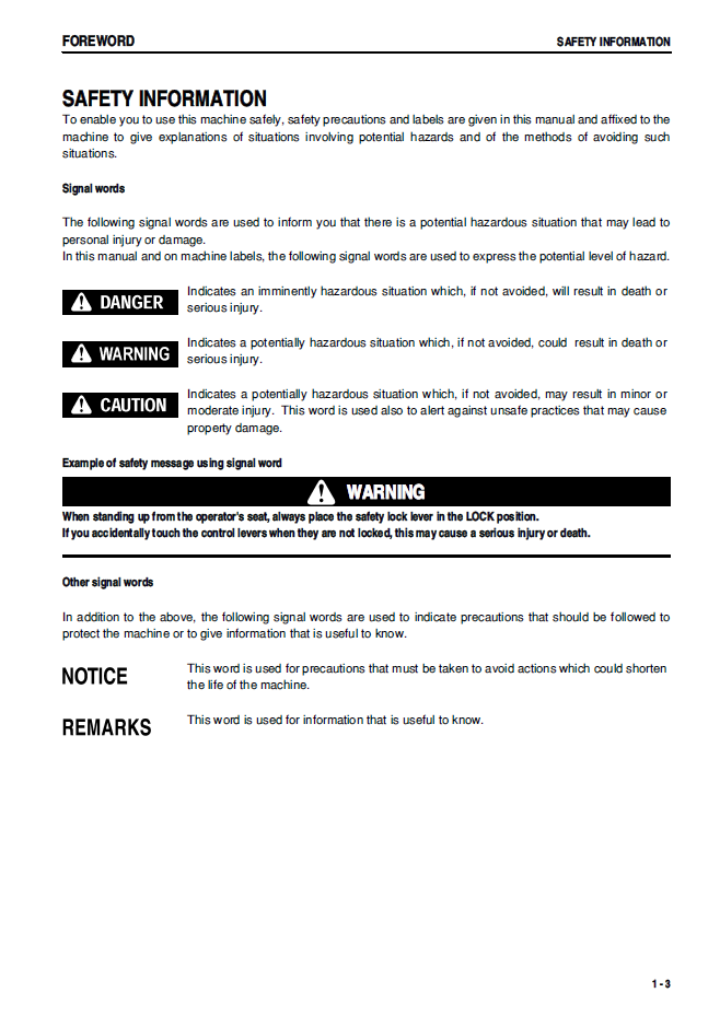 Download Komatsu D31EX-21 Operation Manual SEAM044002T PDF