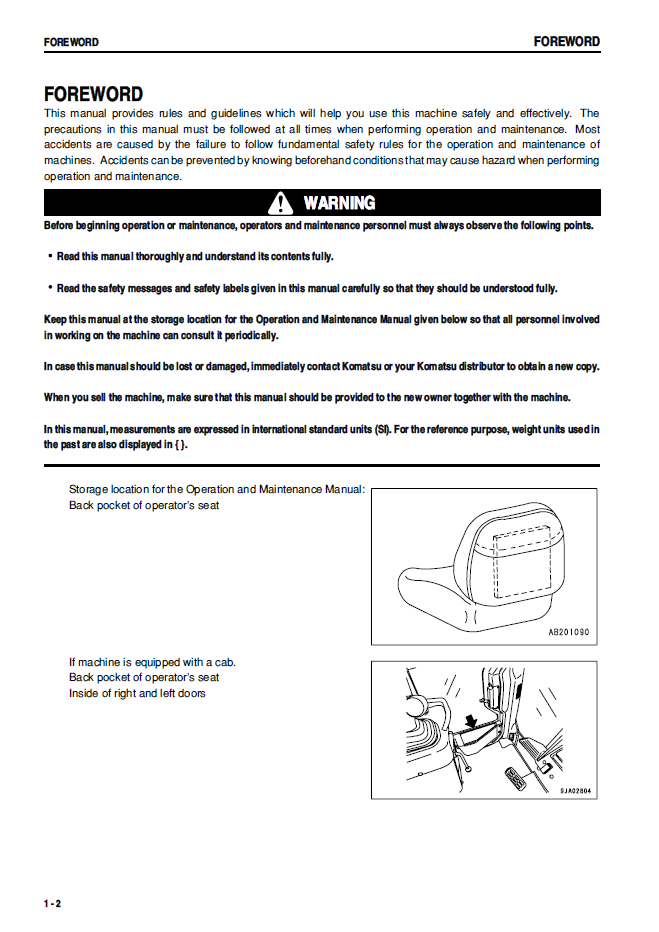 Download Komatsu D39EX-21 D39PX-21 Dozer Operator's Manual SEAD040200