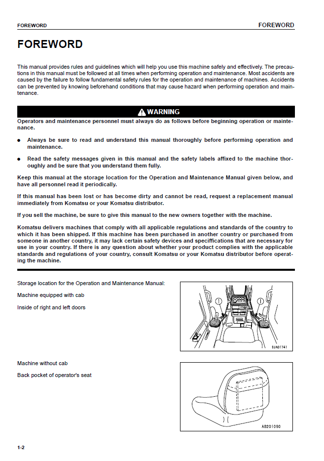 Download Komatsu D61EX-12 D61PX-12 Dozer Operator's Manual SEAD035003
