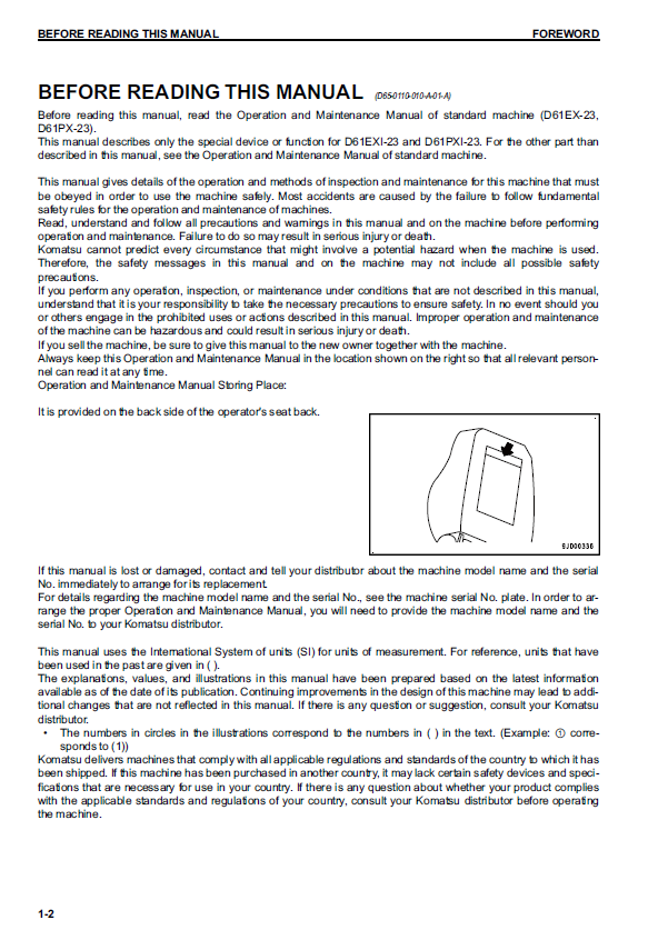 Download Komatsu D61EXI-23 / D61PXI-23 Bulldozer Operator Guide PDF