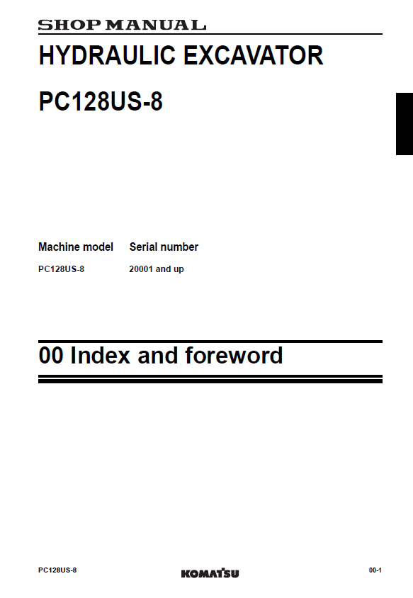 Download Komatsu PC128US-8 Excavator Service & Repair Manual