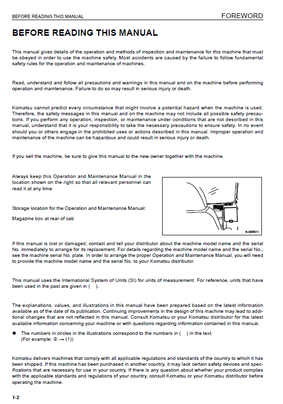 Download Komatsu PC128US-8 Maintenance & Operation Manual