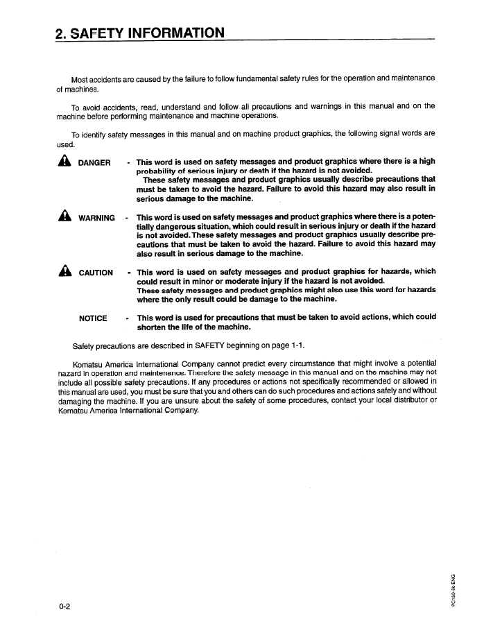Download Komatsu PC150-6K PC150LC-6K Excavator Operator's Manual EEAD008801