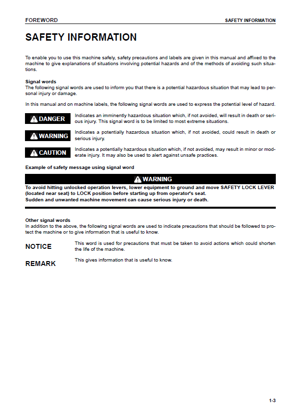 Download Komatsu PC200 PC210 PC220 Series -7 Excavator Operator Manual
