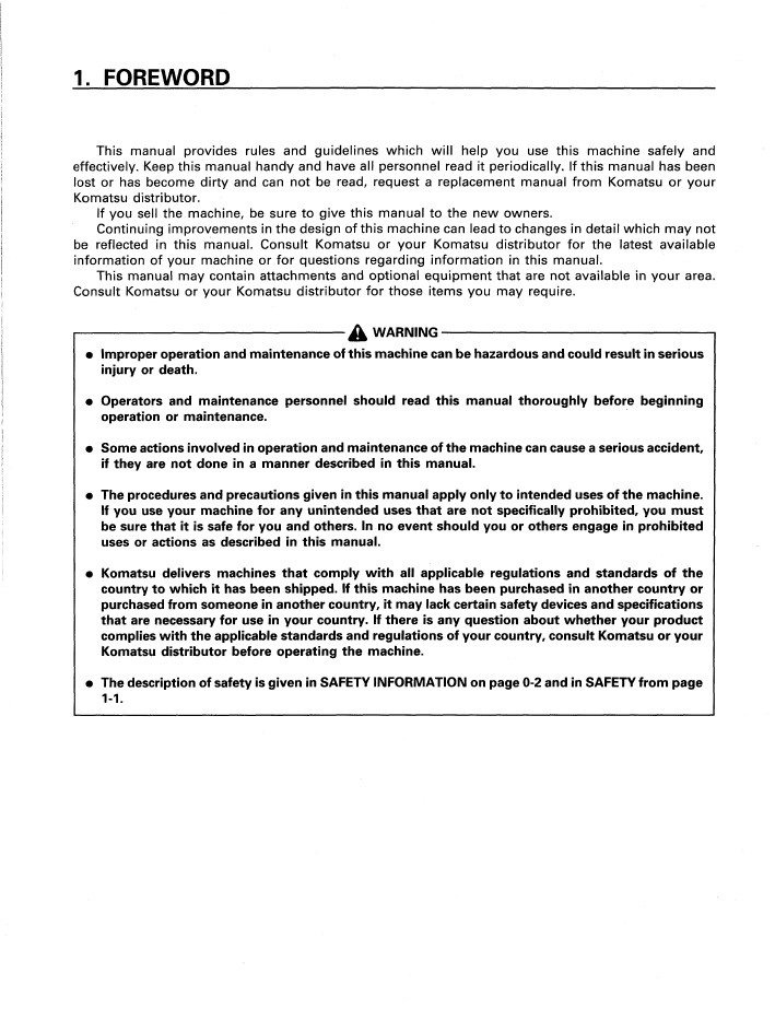 Download Komatsu PC25-1 to PC45-1 Operation Manual SEAD006600 PDF