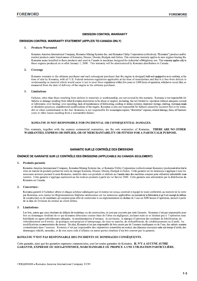 Download Komatsu PC300-7 Operation Manual SEAM046000T PDF
