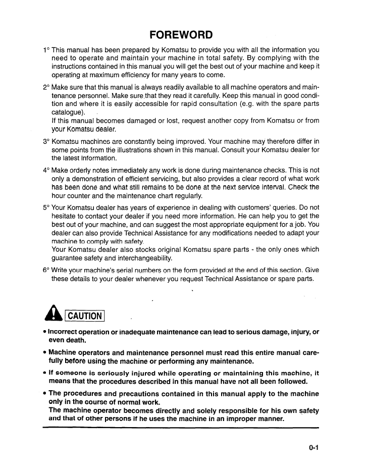 Download Komatsu PC95-1 Hydraulic Excavator Operator's Manual EEAD004900