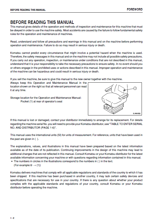 Download Komatsu WA150-6 Service & Operator Manual PDF