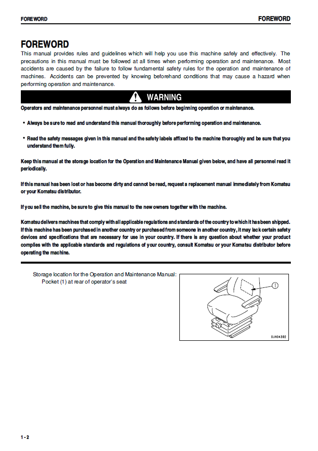 Download Komatsu WA250-5 Wheel Loader Operator's Manual SEAD050500