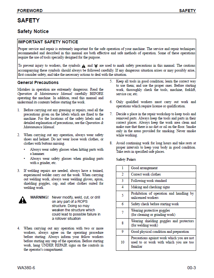 Download Komatsu WA380-6 Shop Manual CEBM022703 PDF