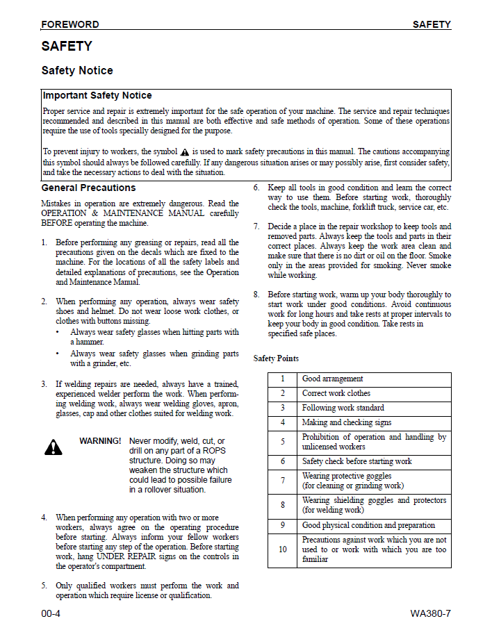Download Komatsu WA380-7 Shop Manual CEBM025604 PDF