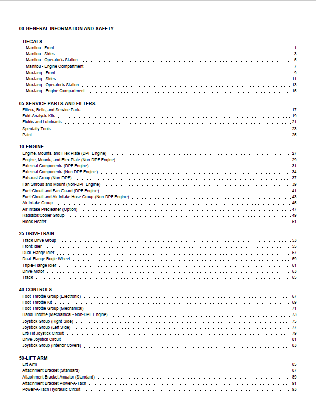Download MUSTANG 1350RT X-Series Parts Catalog Manual PDF
