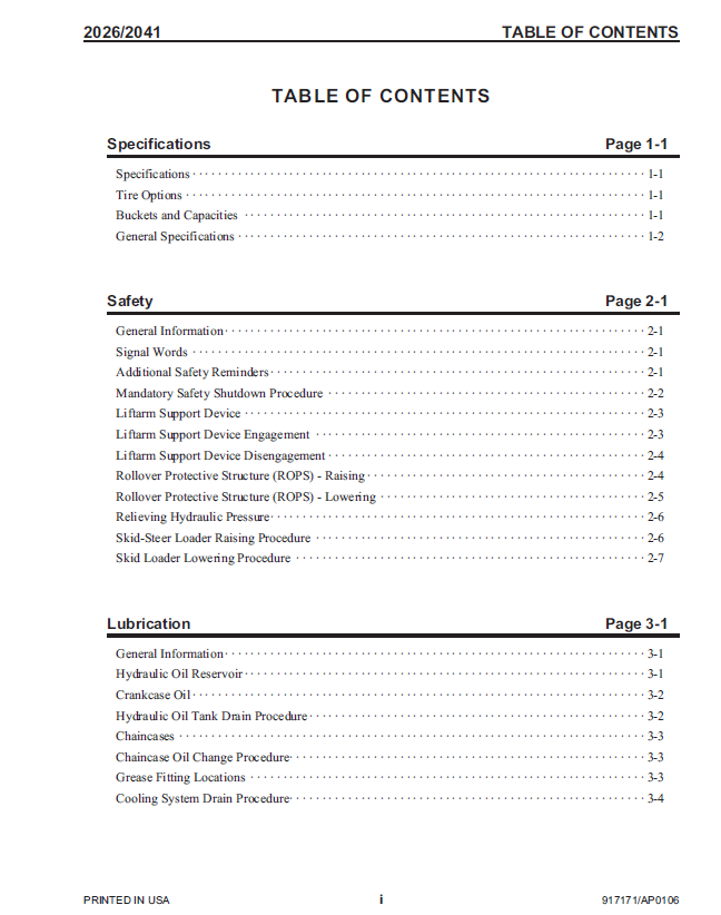 Download MUSTANG 2026/2041 Skid Steer Loader Service Manual 917171