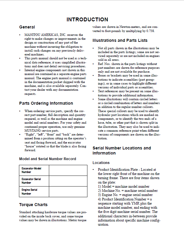 Download Mustang 1000M Excavator Parts Manual 50940499 PDF