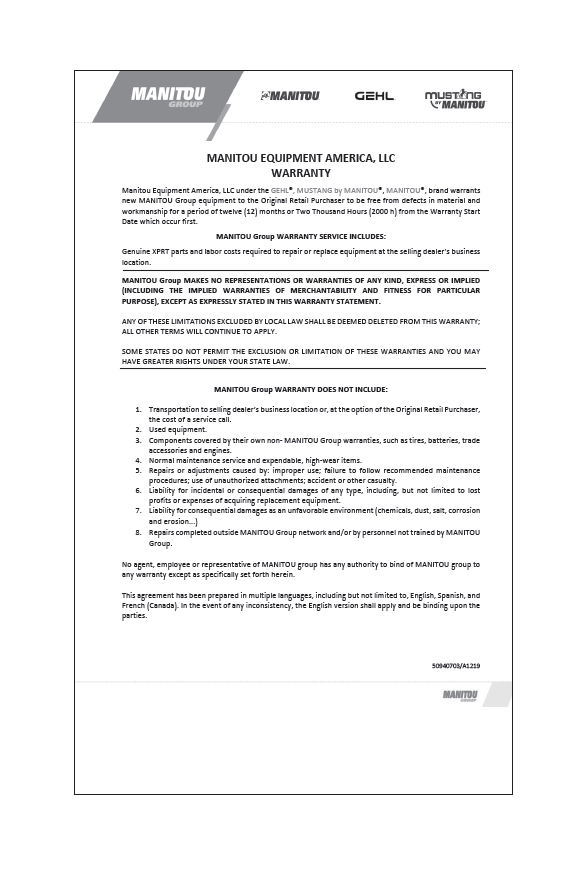 Download Mustang 1050RT Operator Manual | PDF 50950436