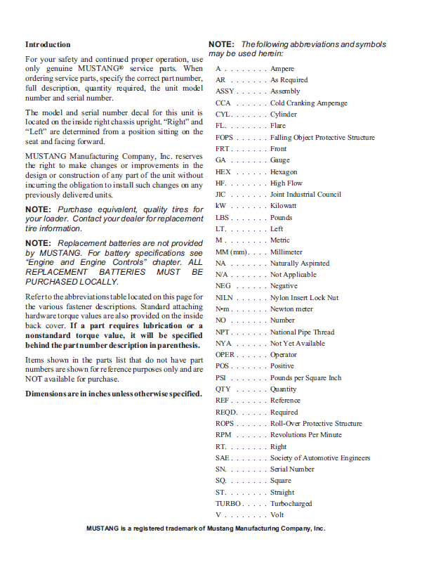 Download Mustang 2064 2074 Skid-Steer Loader Parts Manual PDF 917028