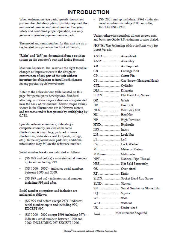 Download Mustang 3803ZT Excavator Parts Manual 918205 Complete PDF
