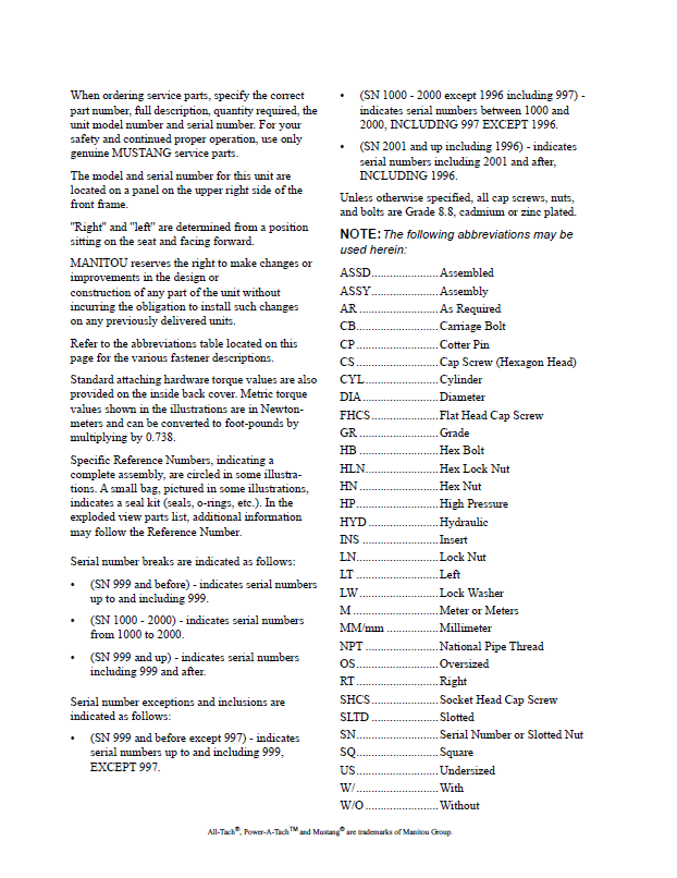 Download Mustang 406 MLA-4 Loader Parts Manual PDF 50940353