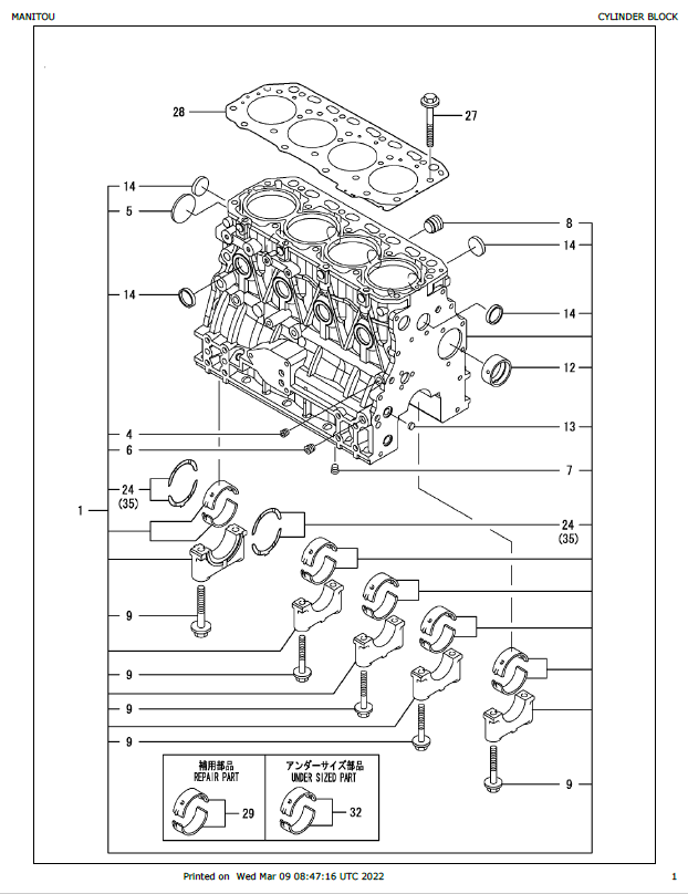 Download Mustang 4TNV84T-ZKTBL Engine Parts Catalog PDF