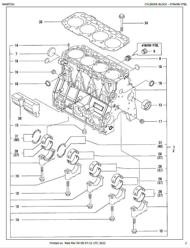 Download Mustang 4TNV98-YTBL, 4TNV106T-XTBL Engine Parts Manual 917086