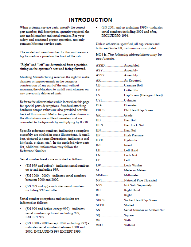 Download Mustang 5002 Excavator Parts Manual 000-41002 PDF