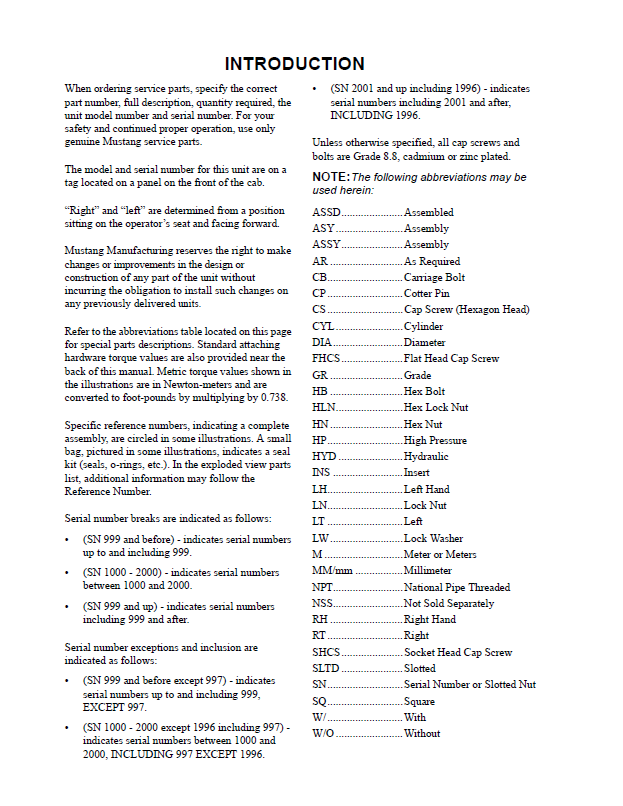 Download Mustang 5002 Excavator Parts Manual 918050 PDF