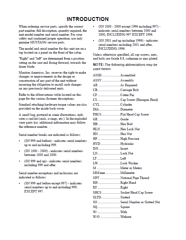 Download Mustang 5003ZT Parts Manual 918079 – Compact Excavator PDF