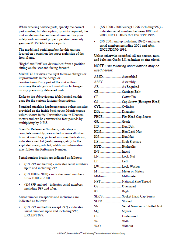 Download Mustang 506 MLA-5 Loader Parts Manual PDF 50940354