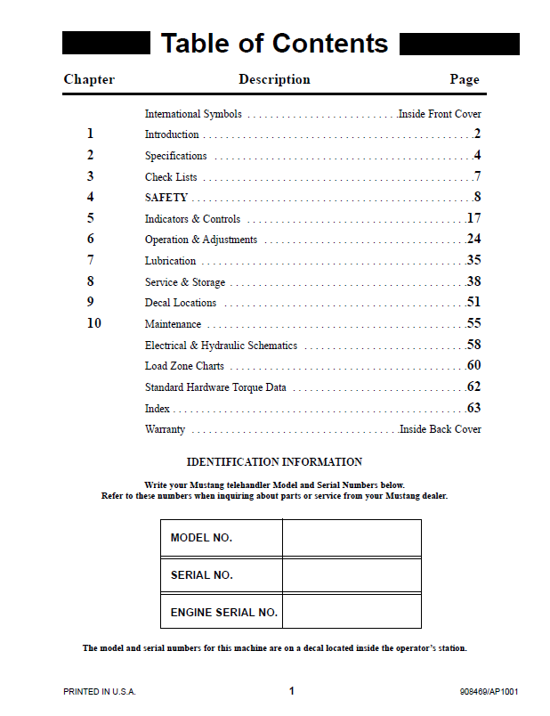Download Mustang 638 Telehandler Manual PDF (908469)