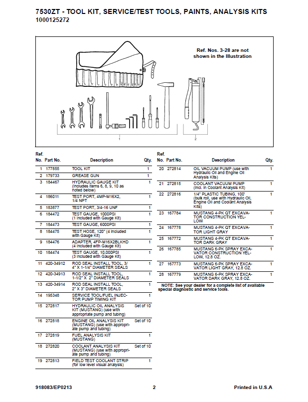 Download Mustang 7503ZT Compact Excavator Parts Catalog PDF Manual 918083