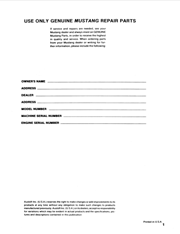 Download Mustang 930 Skid Steer Parts Manual 000-67886 PDF