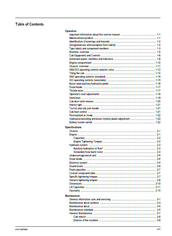 Download Mustang Compact ME6003 Excavator 918175 Manual PDF