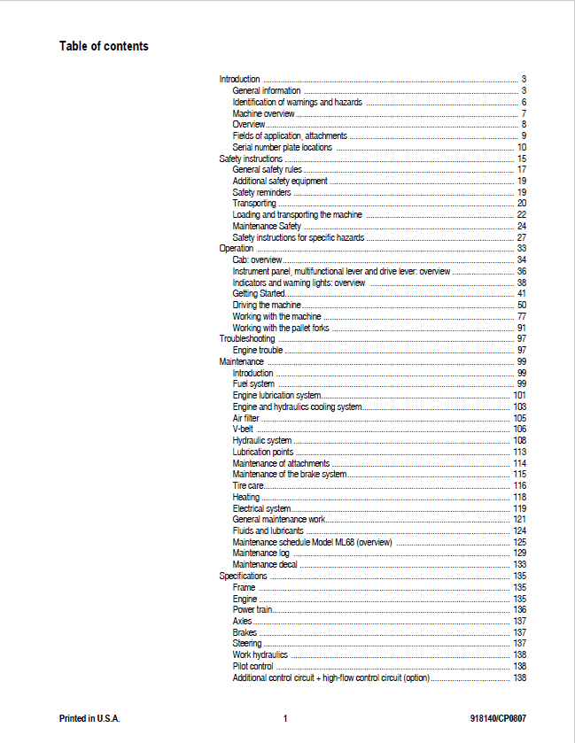Download Mustang ML68 All-Wheel-Steer Loader 918140 Operator Handbook