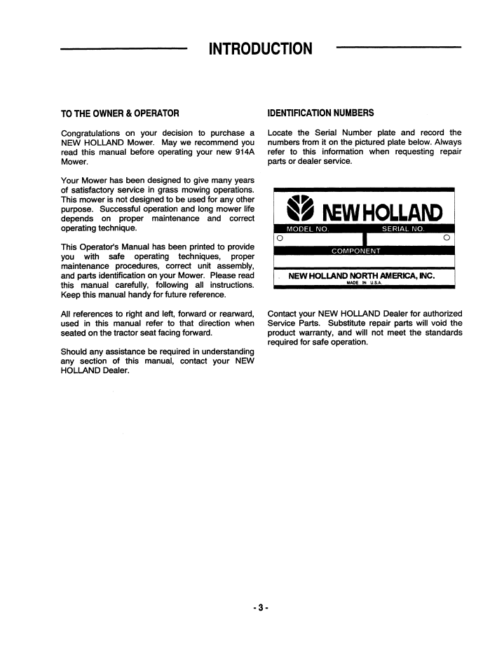 Download New Holland 914A Rear Discharge Mower Operator Guide 42872300 PDF