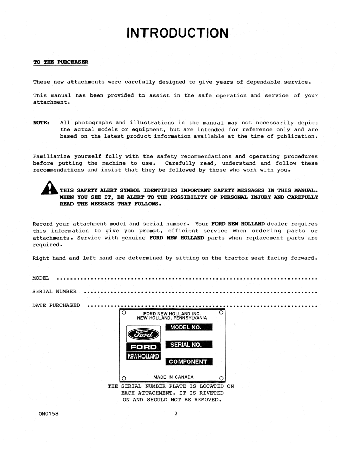 Download New Holland Ford Front Attachment Operator Manual 42647200