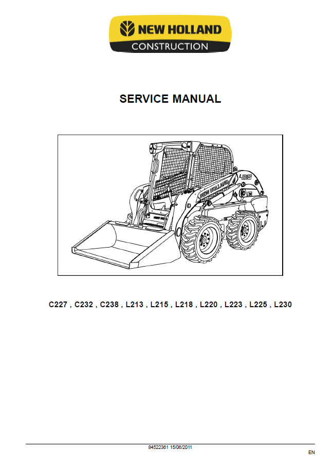 Download New Holland L213-L230 & C227-C238 Repair Manual (Pub. # 84522361)