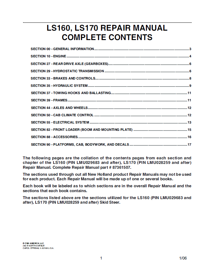 Download New Holland LS160 & LS170 Workshop Manual (Pub. # 6041360701)
