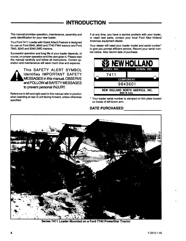 Download New Holland Series 7411 Farm Loader Operator Manual 42741111