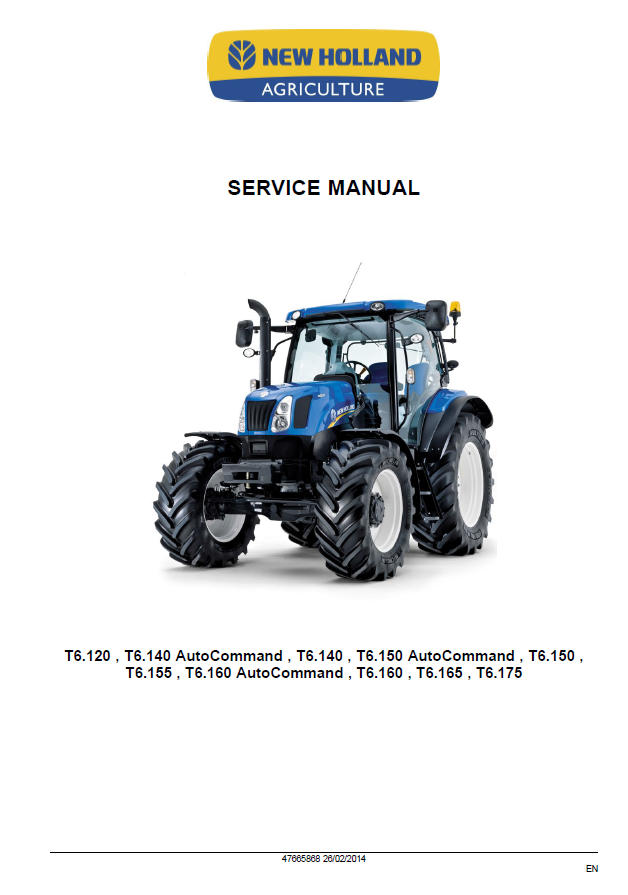 Download New Holland T6.120 to T6.175 Tractor Service Manual - 47665868 PDF