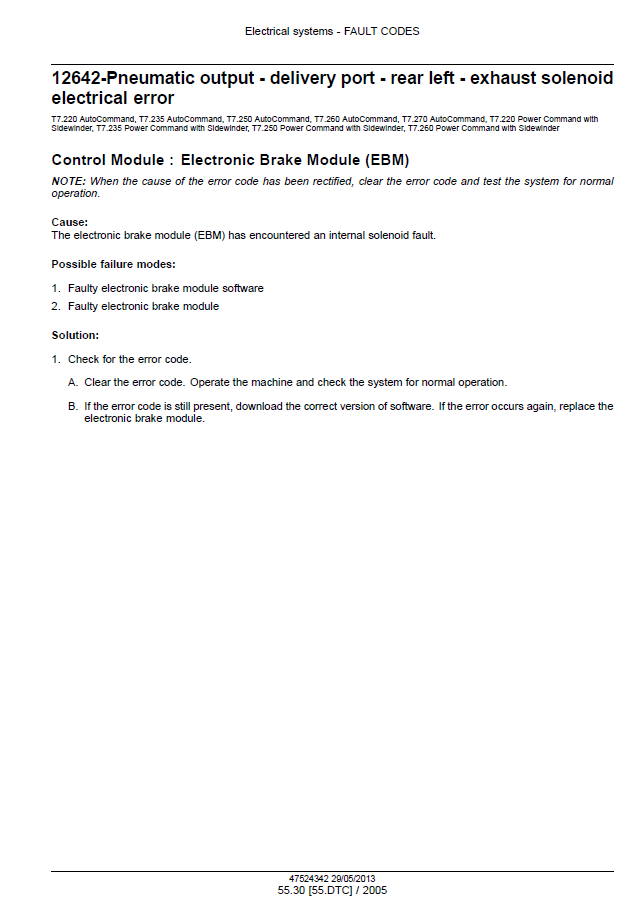 Download New Holland T7 Series Tractor Maintenance Manual 47567533 PDF