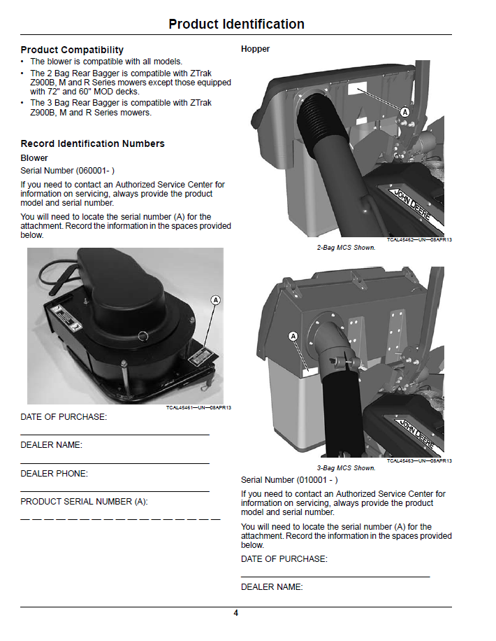 Download OMTCU33004 John Deere Rear Bagger 2 & 3 Bag Owner's Manual