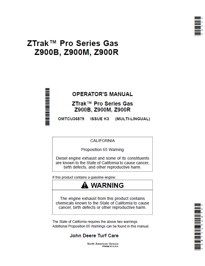 Download OMTCU36879 - John Deere Pro Series Gas Mower Operation Guide