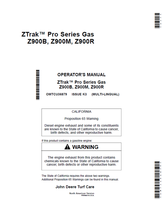 Download OMTCU36879 - John Deere Pro Series Gas Mower Operation Guide