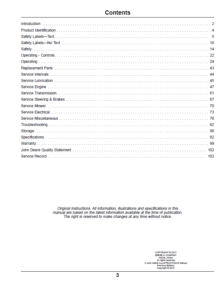 Download OMTCU36879 John Deere ZTrak Pro Series Z900 Operator & Service Manual